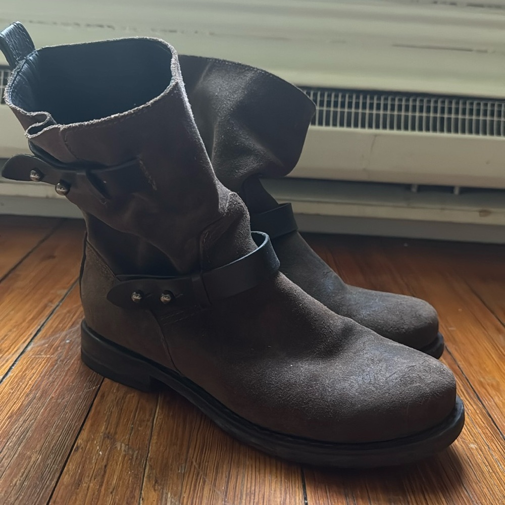 Rag and Bone Brown Suede Moto Boots